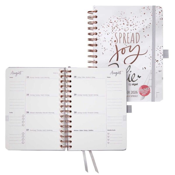 SIGEL Buchkalender Jolie 2026 Glittery Joy, 1 St.