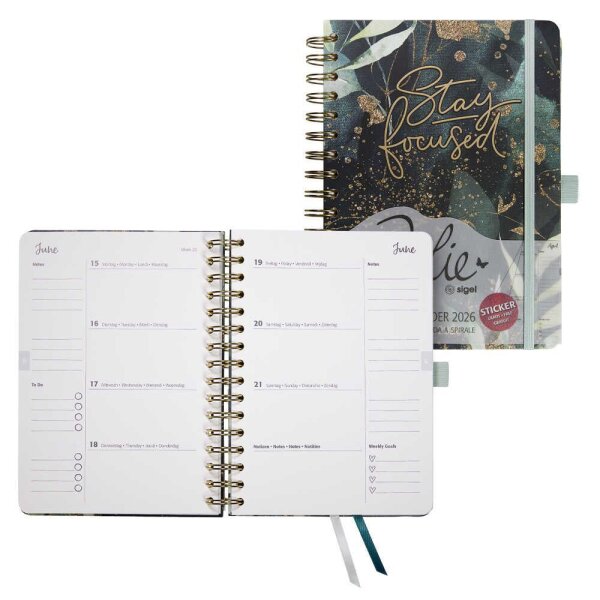 SIGEL Buchkalender Jolie 2026 Glamorous Leave, 1 St.  ( J6603 )
