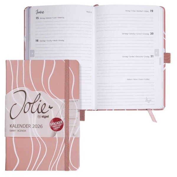 SIGEL Buchkalender Jolie 2026 rosè, 1 St.  ( J6351 )