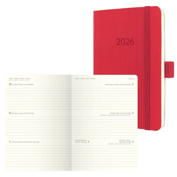 SIGEL Taschenkalender Conceptum 2026 rot, 1 St.  ( C2665 )