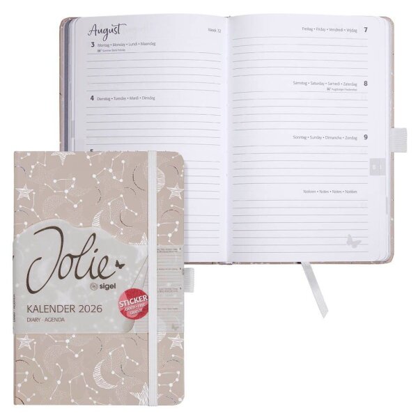 SIGEL Buchkalender Jolie 2026 Cosmic Fantasy Beige, 1 St.