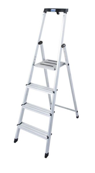 KRAUSE Stehleiter einseitig MONTO Safety silber 4 Stufen, H: 160,0 cm