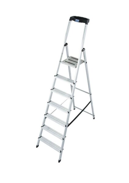 KRAUSE Stehleiter einseitig MONTO Safety silber 7 Stufen, H: 230,0 cm