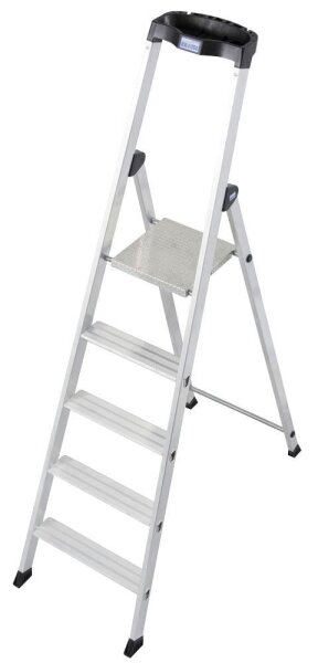 KRAUSE Stehleiter einseitig MONTO Solido silber 5 Stufen, H: 185,0 cm