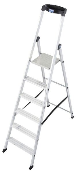 KRAUSE Stehleiter einseitig MONTO Solido silber 6 Stufen, H: 210,0 cm