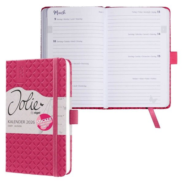 SIGEL Buchkalender Jolie 2026 fuchsia pink, 1 St.  ( J6104 )