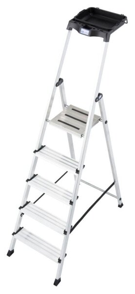 KRAUSE Stehleiter einseitig MONTO Secury mit Multi-Grip silber 5 Stufen, H: 185,0 cm