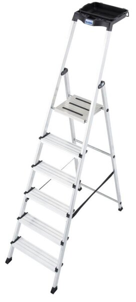 KRAUSE Stehleiter einseitig MONTO Secury mit Multi-Grip silber 6 Stufen, H: 210,0 cm