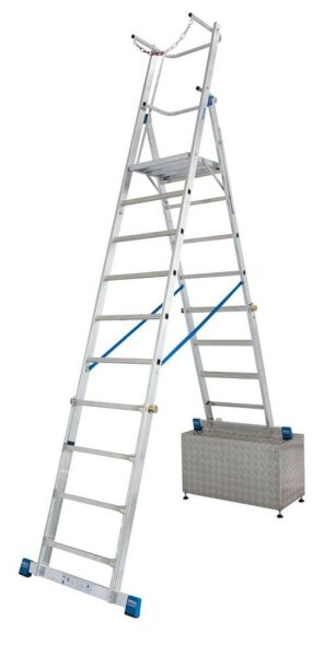 KRAUSE Podestleiter STABILO silber 10 Sprossen, H: 369,0 cm