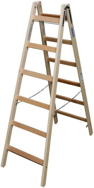 KRAUSE Stehleiter beidseitig STABILO natur 2x 6 Sprossen, H: 175,0 cm