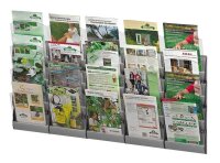 PAPERFLOW Wandprospekthalter Integral silber DIN A4 20 Fächern 116,0 x 9,0 x 73,0 cm, 5 St.