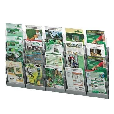 PAPERFLOW Wandprospekthalter Integral silber DIN A5 20 Fächern 116,0 x 7,0 x 69,0 cm, 5 St.