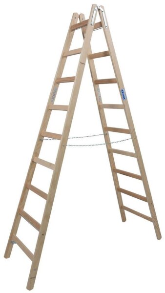 KRAUSE Stehleiter beidseitig STABILO natur 2x 9 Sprossen, H: 252,0 cm