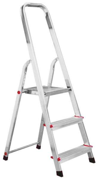 KRAUSE Stehleiter einseitig CORDA silber 3 Stufen, H: 125,0 cm