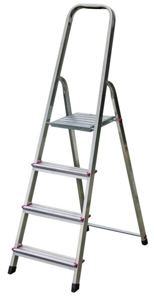 KRAUSE Stehleiter einseitig CORDA silber 4 Stufen, H: 150,0 cm