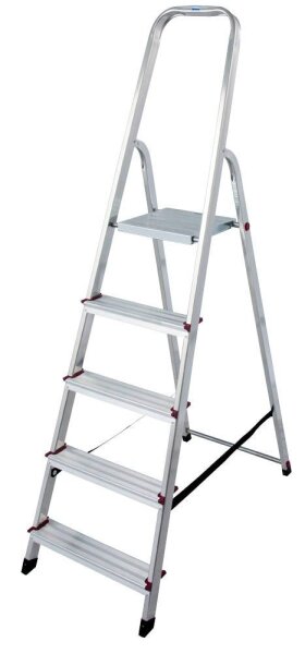 KRAUSE Stehleiter einseitig CORDA silber 5 Stufen, H: 175,0 cm
