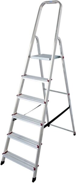 KRAUSE Stehleiter einseitig CORDA silber 6 Stufen, H: 195,0 cm