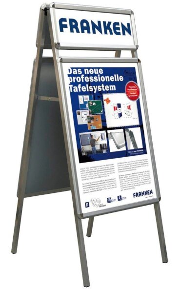 FRANKEN Kundenstopper Standard Plus silber DIN A1 4 Fächer 64,0 x 74,5 x 155,1 cm, 1 St.