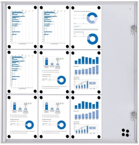 Showdown® Displays Schaukasten Economy XS silber 12x DIN A4 93,1 x 2,6 x 96,3 cm, 1 St.