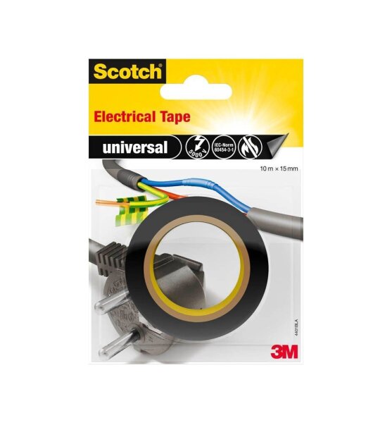 Scotch universal Electrical Tape Isolierband schwarz 15,0 mm x 10,0 m 1 Rolle