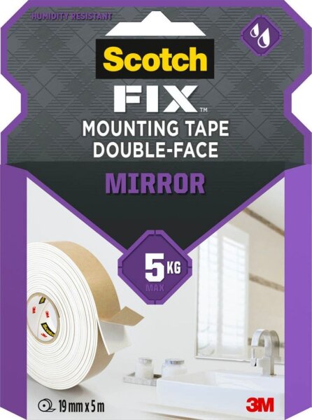 Scotch FIX™ MIRROR doppelseitiges Klebeband 19,0 mm x 5,0 m, 1 Rolle