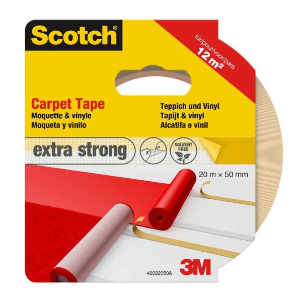 Scotch Teppichklebeband extra stark doppelseitiges Klebeband 50,0 mm x 20,0 m, 1 Rolle