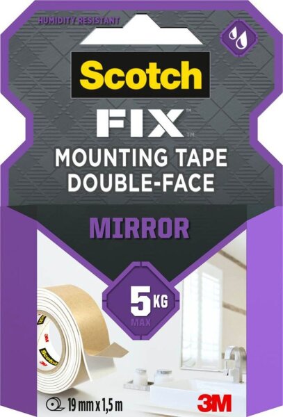 Scotch FIX™ MIRROR doppelseitiges Klebeband 19,0 mm x 1,5 m, 1 Rolle