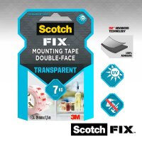 Scotch FIX™ TRANSPARENT doppelseitiges Klebeband 19,0 mm x 1,5 m, 1 Rolle