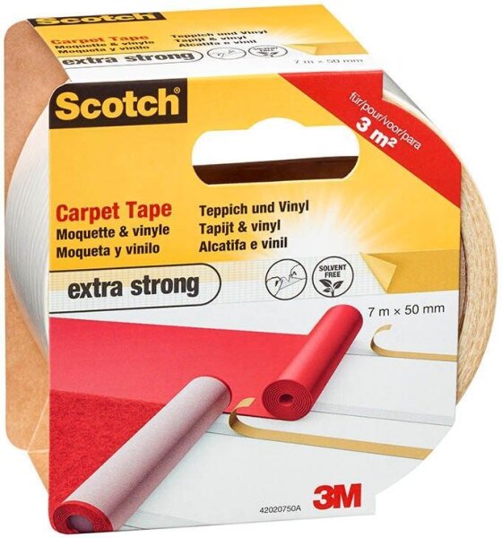 Scotch Teppichklebeband extra stark doppelseitiges Klebeband 50,0 mm x 7,0 m, 1 Rolle