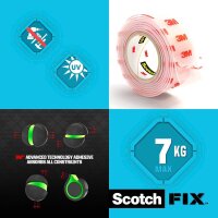 Scotch FIX™ TRANSPARENT doppelseitiges Klebeband 19,0 mm x 5,0 m, 1 Rolle