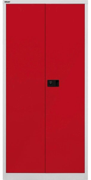 BISLEY Putzmittelschrank Universal  E782AAG506 lichtgrau, kardinalrot 4 Fachböden 91,4 x 40,0 x 195,0 cm, aufgebaut, 1 St.