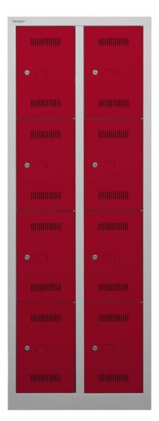 BISLEY Schließfachschrank MonoBloc ML06D4 lichtgrau, kardinalrot ML06D4506, 8 Schließfächer 61,0 x 50,0 x 170,0 cm