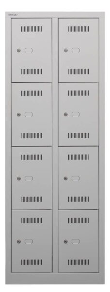 BISLEY Schließfachschrank MonoBloc ML06D4 lichtgrau ML06D4645, 8 Schließfächer 61,0 x 50,0 x 170,0 cm