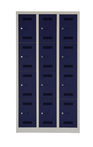 BISLEY Schließfachschrank MonoBloc ML09T4 lichtgrau, oxfordblau ML09T4505, 12 Schließfächer 90,0 x 50,0 x 170,0 cm