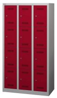BISLEY Schließfachschrank MonoBloc ML09T4 lichtgrau, kardinalrot ML09T4506, 12 Schließfächer 90,0 x 50,0 x 170,0 cm