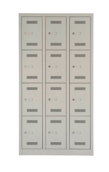 BISLEY Schließfachschrank MonoBloc ML09T4 lichtgrau ML09T4645, 12 Schließfächer 90,0 x 50,0 x 170,0 cm