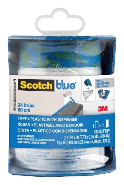 Scotch Blue™ Abdeckfolie mit Abroller transparent 60,9 cm x 27,4 m 1 Rolle