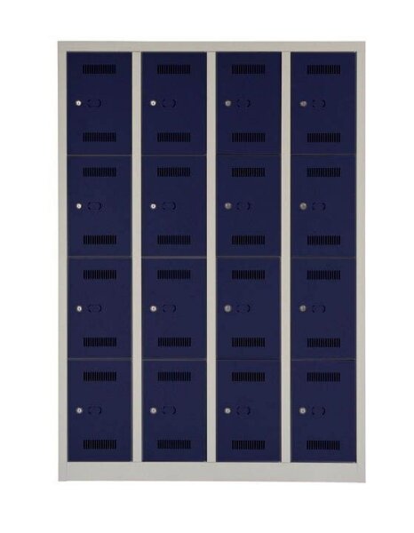 BISLEY Schließfachschrank MonoBloc ML11Q4 lichtgrau, oxfordblau ML11Q4505, 16 Schließfächer 118,3 x 50,0 x 170,0 cm