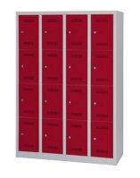 BISLEY Schließfachschrank MonoBloc ML11Q4 lichtgrau, kardinalrot ML11Q4506, 16 Schließfächer 118,3 x 50,0 x 170,0 cm