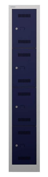 BISLEY Schließfachschrank MonoBloc ML03S4 lichtgrau, oxfordblau ML03S4505, 4 Schließfächer 32,2 x 50,0 x 170,0 cm