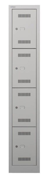 BISLEY Schließfachschrank MonoBloc ML03S4 lichtgrau ML03S4645, 4 Schließfächer 32,2 x 50,0 x 170,0 cm