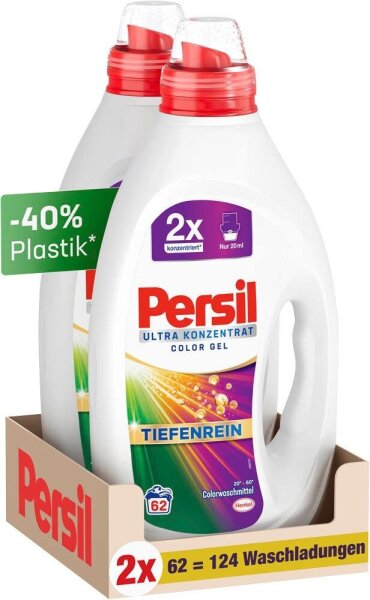 Persil ULTRA KONZENTRAT COLOR GEL TIEFENREIN Waschmittel flüssig, 2x 1,24 l