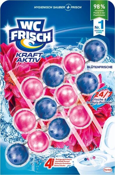 WC FRISCH KRAFT AKTIV WC-Duftspüler Blütenfrische, 3x 50,0 g