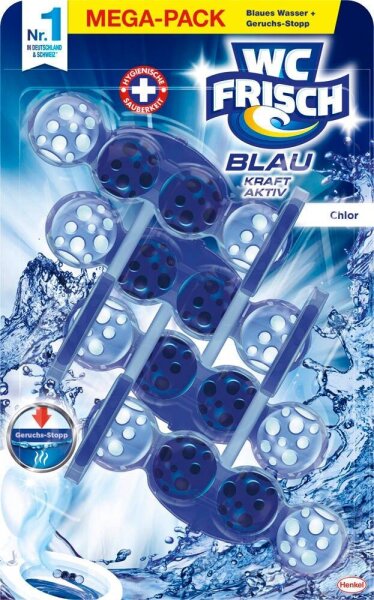 WC FRISCH BLAU KRAFT AKTIV WC-Duftspüler Chlor, 4x 50,0 g
