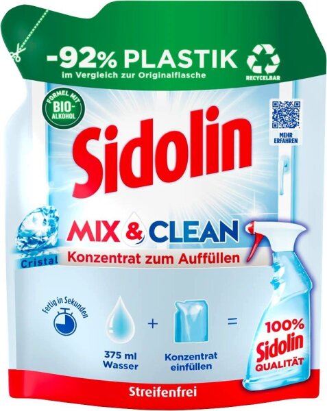 Sidolin All in 1 MIX & CLEAN Cristal Glasreiniger-Konzentrat 125 ml, 1 St.