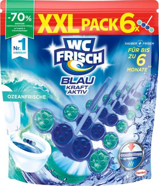 WC FRISCH BLAU KRAFT AKTIV WC-Duftspüler Ozeanfrische, 6x 50,0 g