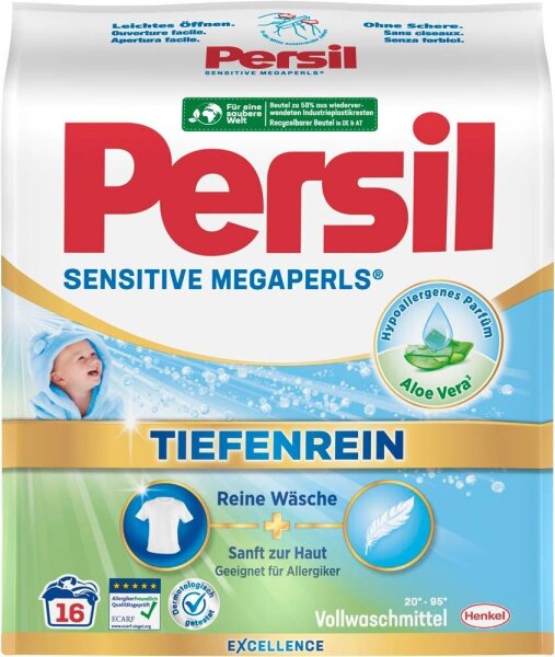 Persil SENSITIVE MEGAPERLS TIEFENREIN Waschmittel Perls, 1,04 kg