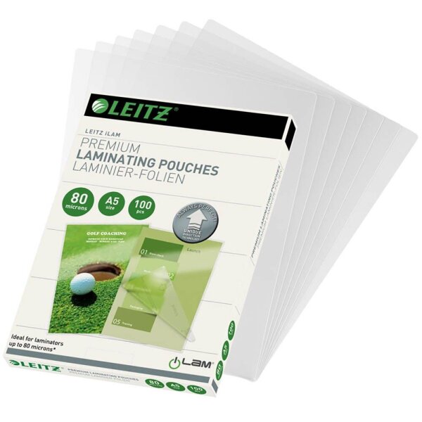 LEITZ Laminierfolien UDT glänzend für A5 80 micron, 100 St.