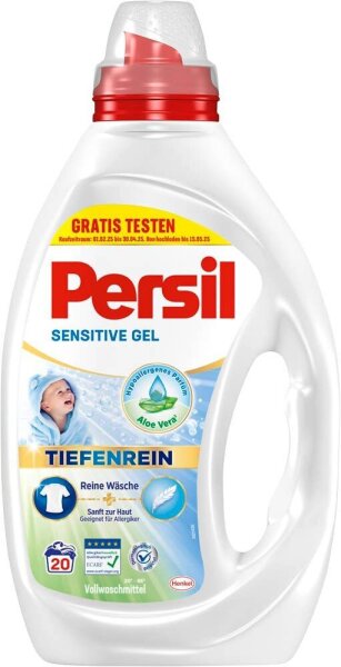 Persil SENSITIVE GEL TIEFENREIN Waschmittel flüssig, 900 ml