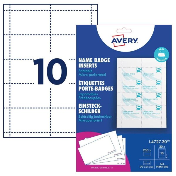 AVERY Zweckform Einsteckschilder für Namensschilder 90,0 x 54,0 mm, 200 St.